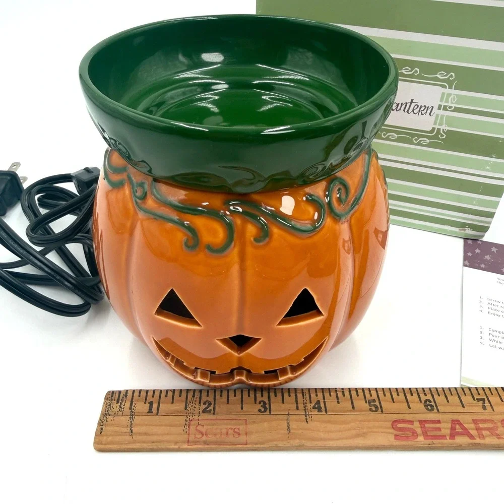 Scentsy Jack O' Lantern Full-Size Wax Warmer Orange Green 2010s Retired Fall